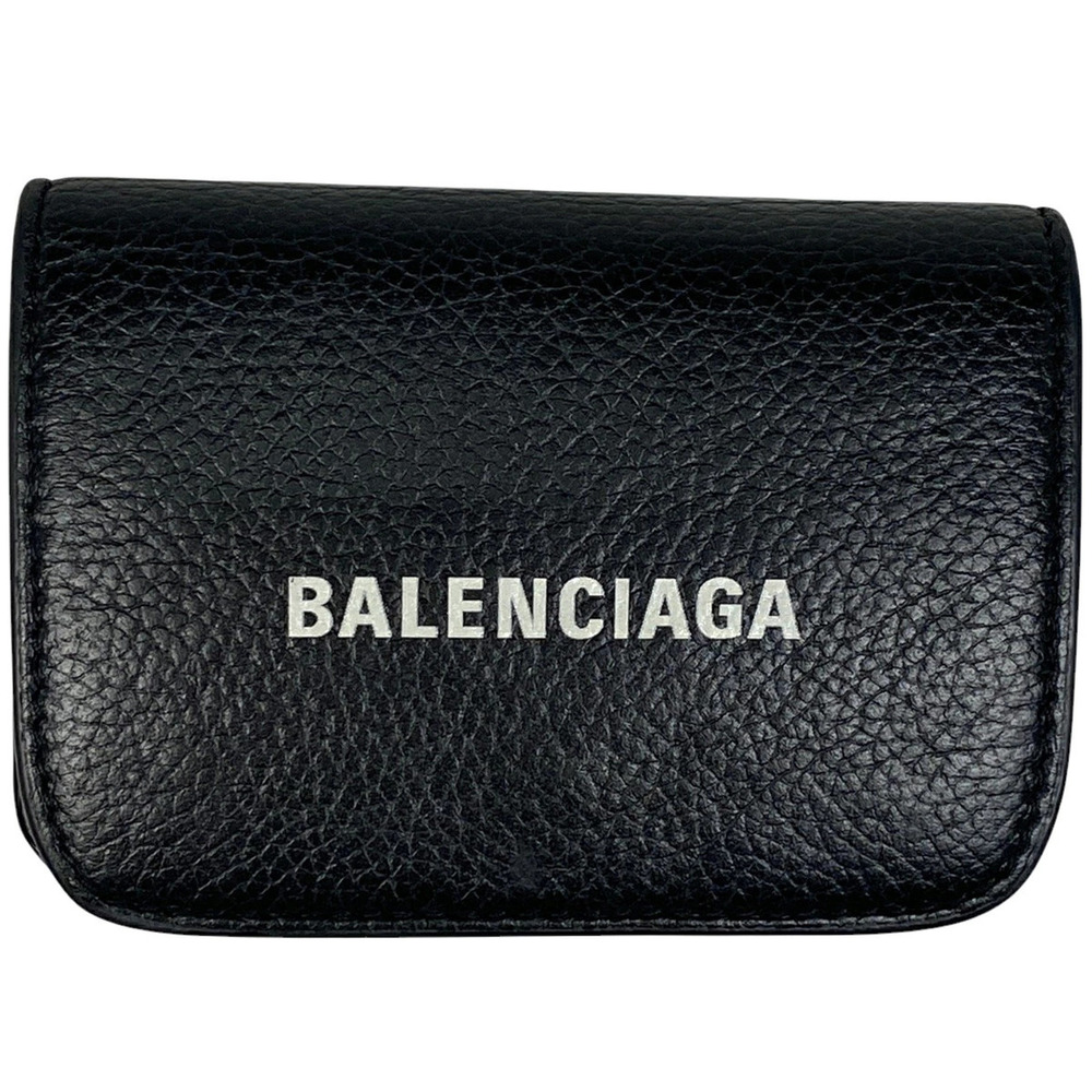 Balenciaga Cash Wallet Tri fold Leather Black